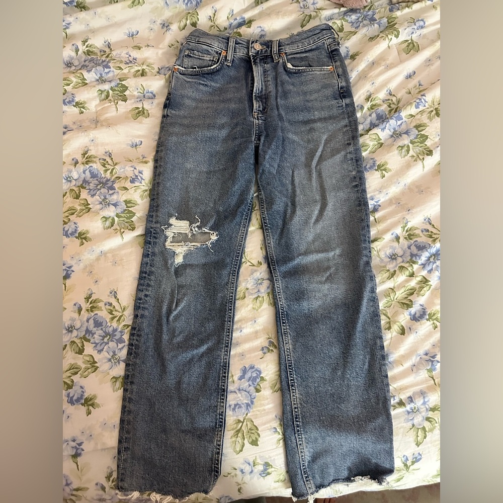Citizens of humanity cropped jeans, blue mom straight jean, size 26